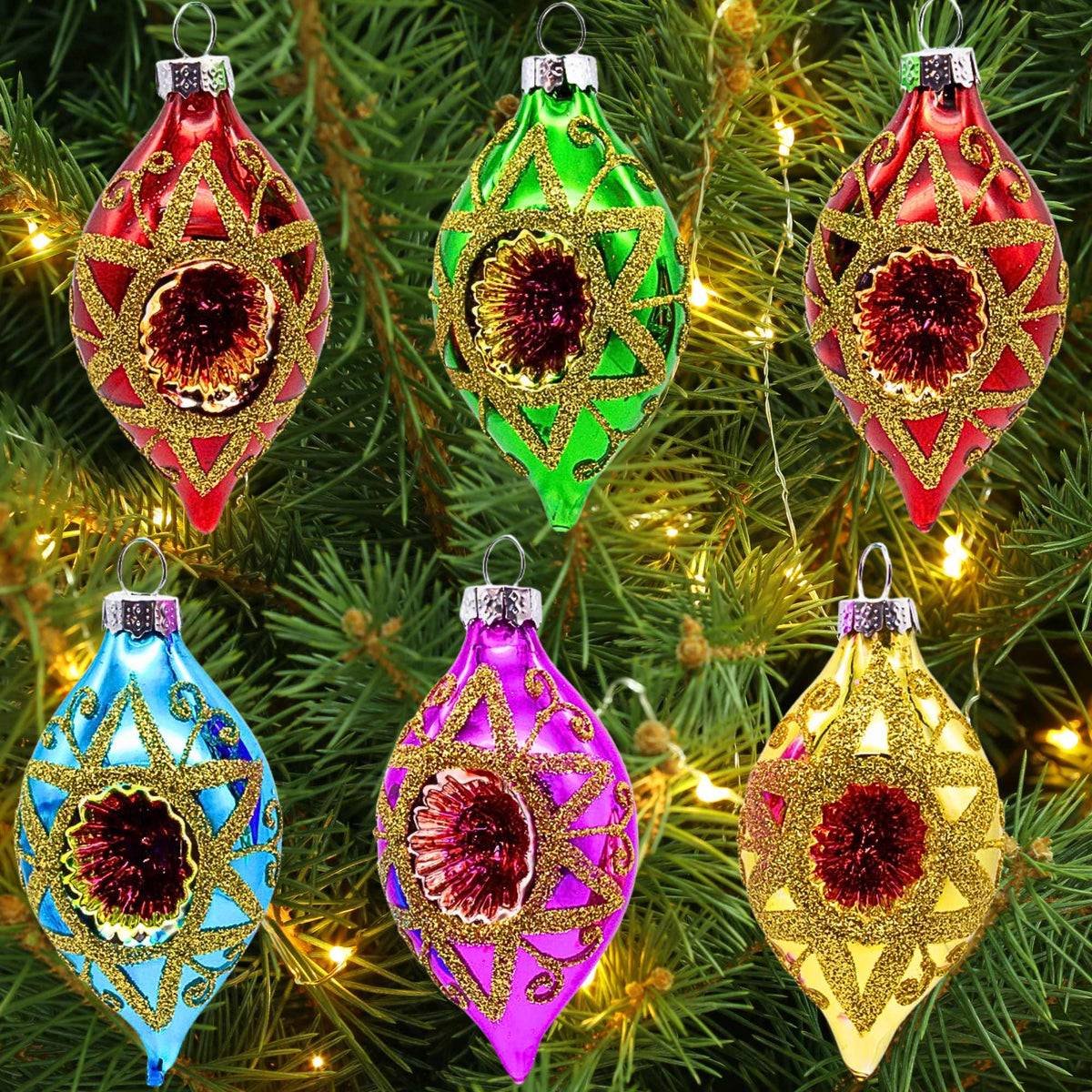 Kurt S. Adler Multicolor Reflector With Gold Glitter Drop - - SBKGifts.com