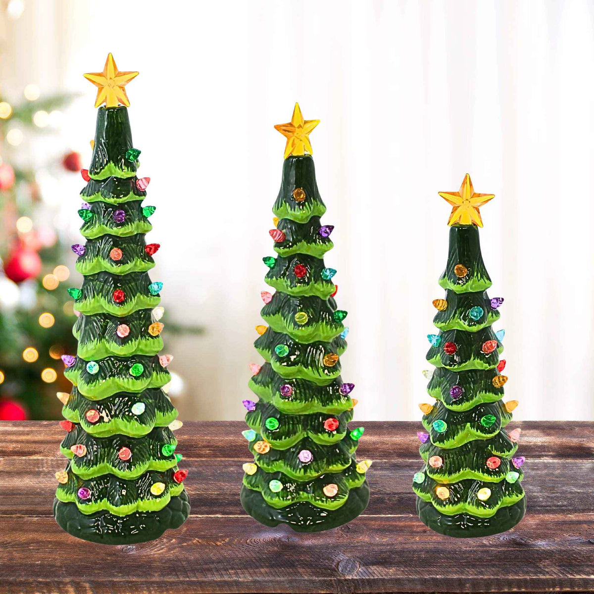 Roman Vintage Lighted Porcelain Christmas Tree Set - - SBKGifts.com