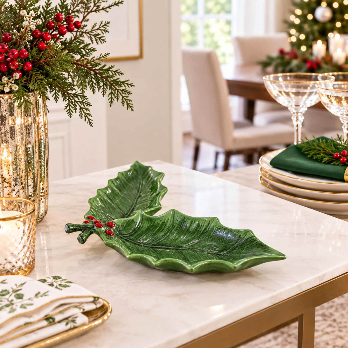 Roman Holly Leaf Trinket Dish - - SBKGifts.com