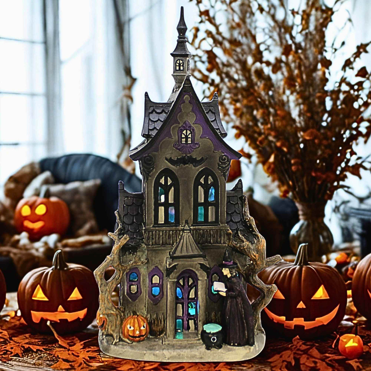 Roman Lighted Haunted House With Witch - - SBKGifts.com