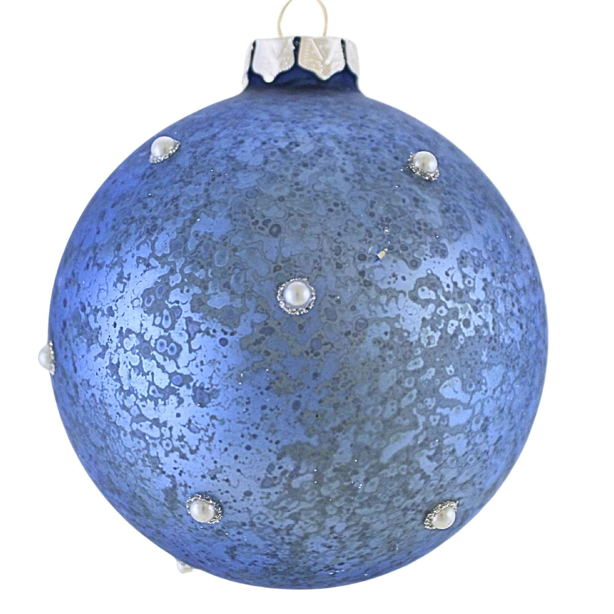 Roman Blue Ornament W/Tree & Pearls - - SBKGifts.com