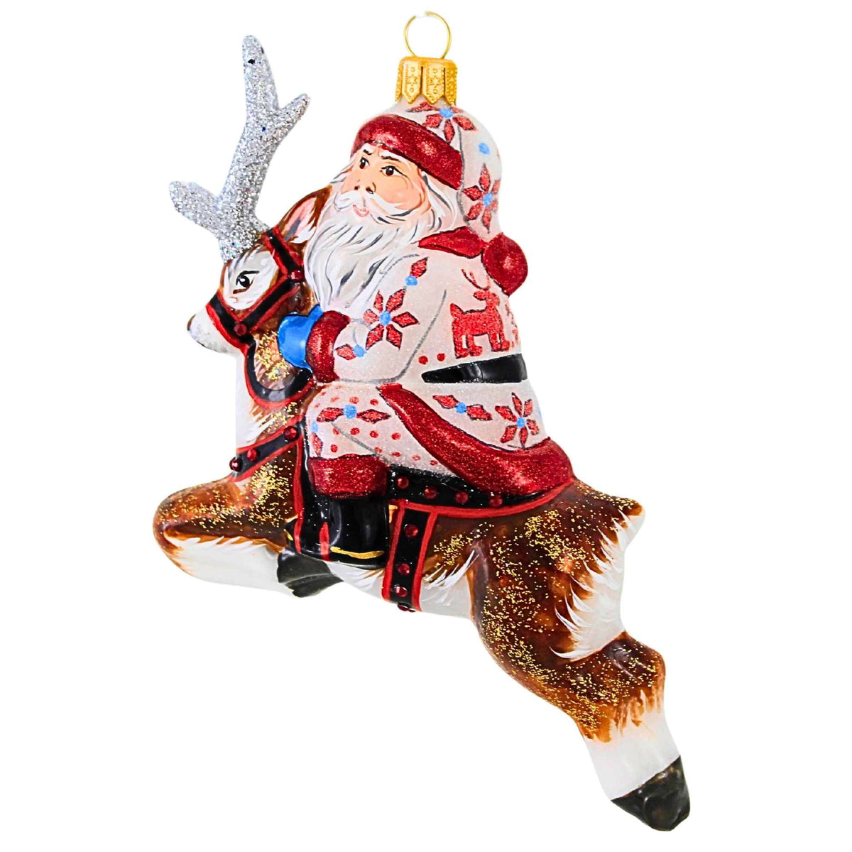 67678 Poinsettia Santa On A Reindeer 9151810