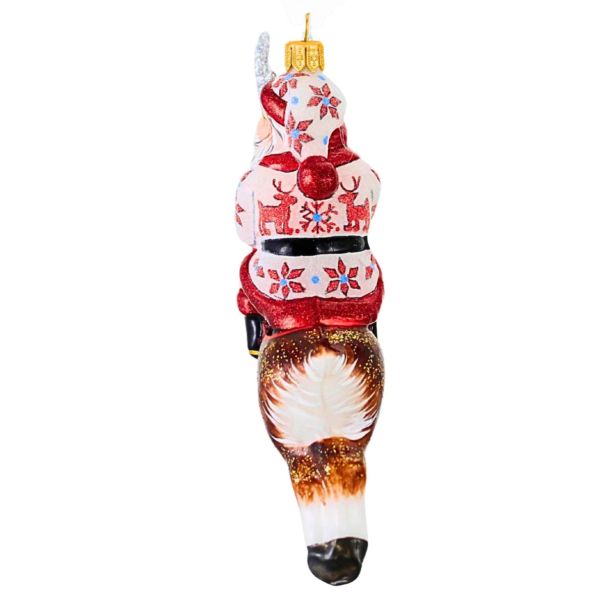 Metzler Bros. Poinsettia Santa On A Reindeer - - SBKGifts.com