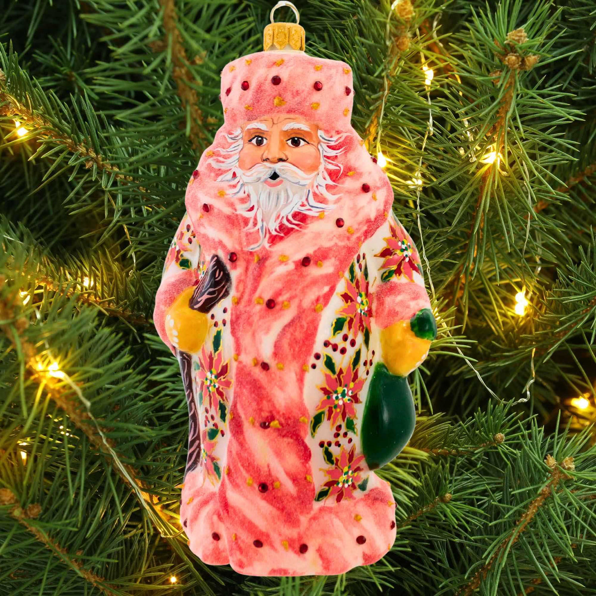 Metzler Bros. Santa In A Poinsettia Coat - - SBKGifts.com