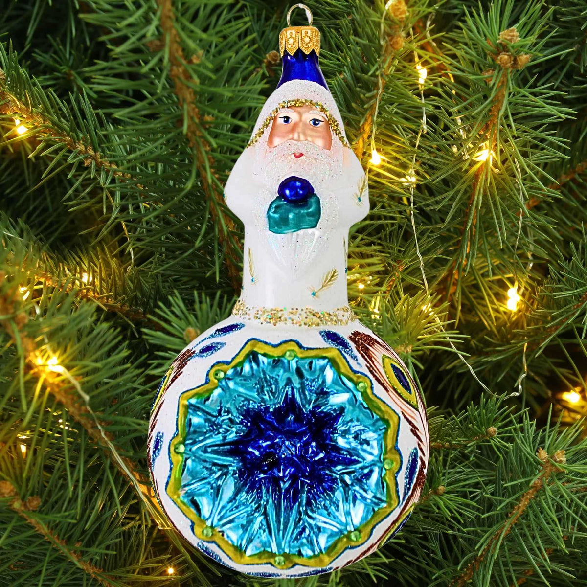 Metzler Bros. Peacock Santa On Reflector - - SBKGifts.com