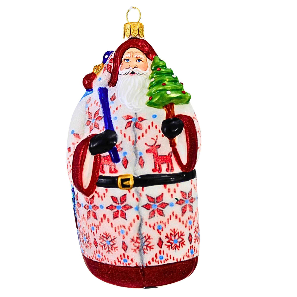 67686 Santa In White And Red Coat With Christmas Tree 9294417