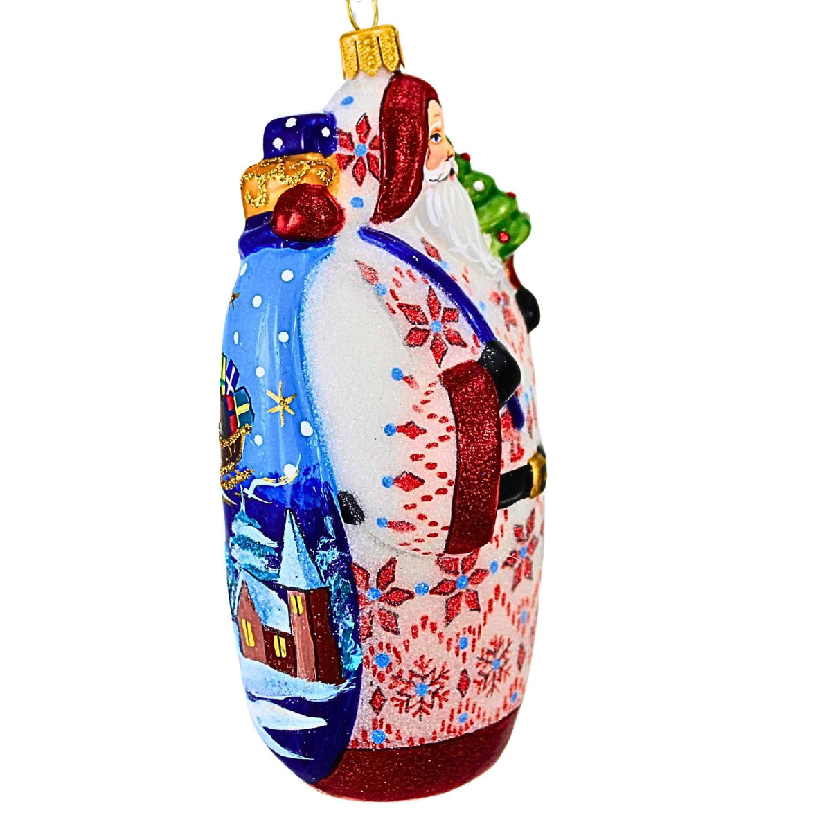 Metzler Bros. Santa In White And Red Coat With Christmas Tree - - SBKGifts.com