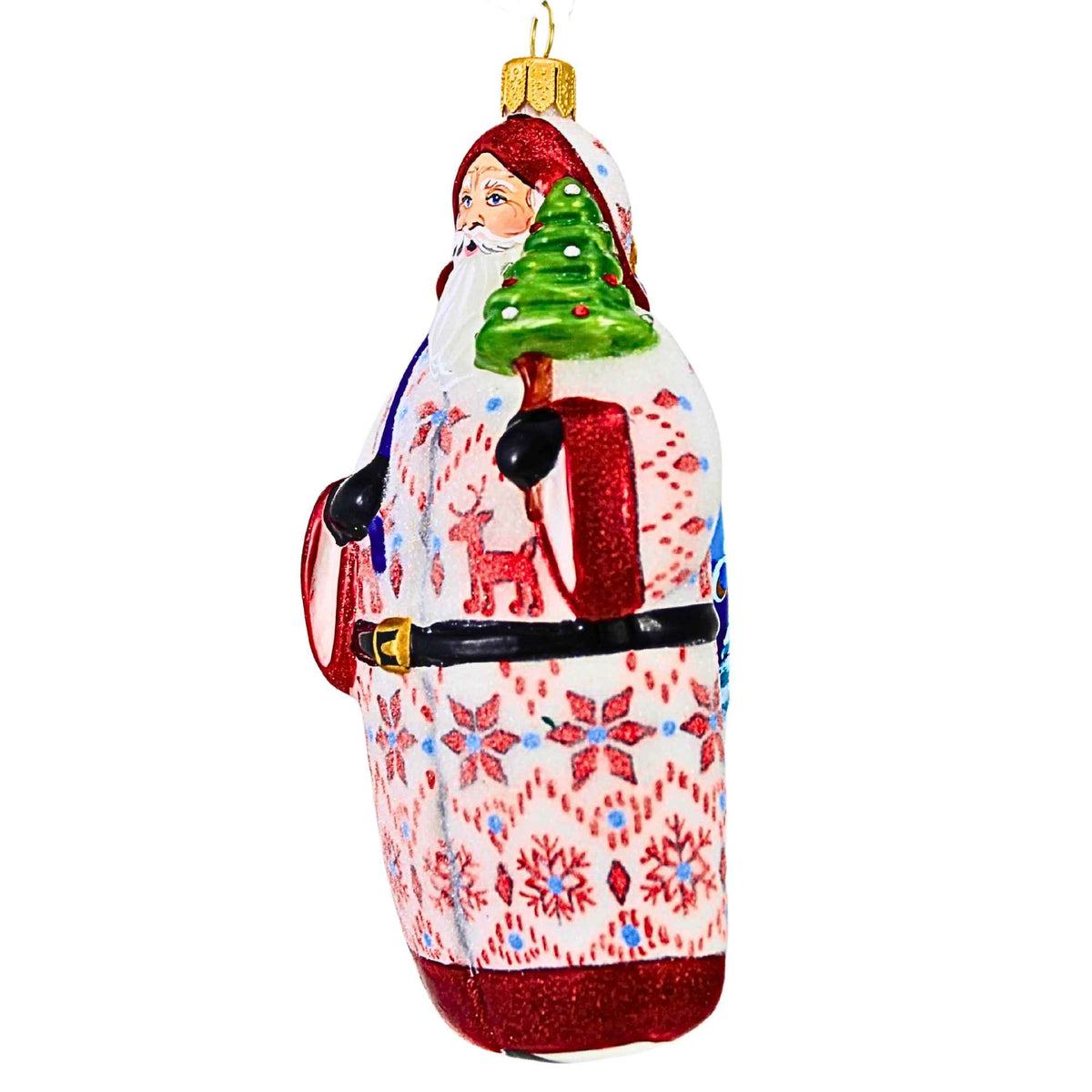 Metzler Bros. Santa In White And Red Coat With Christmas Tree - - SBKGifts.com