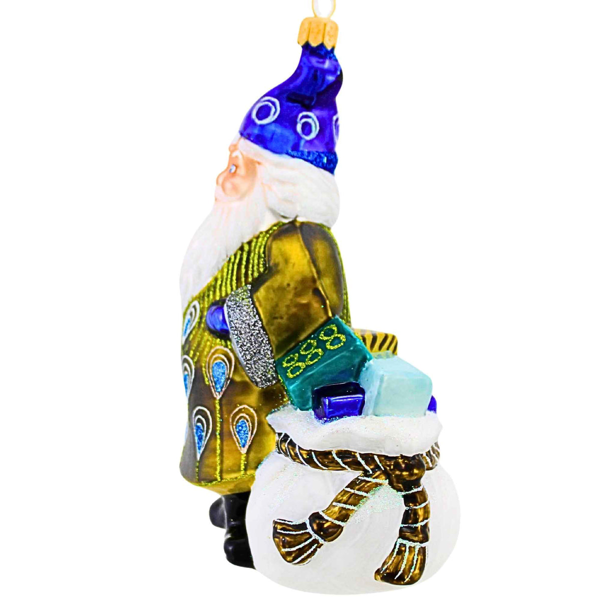 Metzler Bros. Peacock Coat Santa With Gifts - - SBKGifts.com