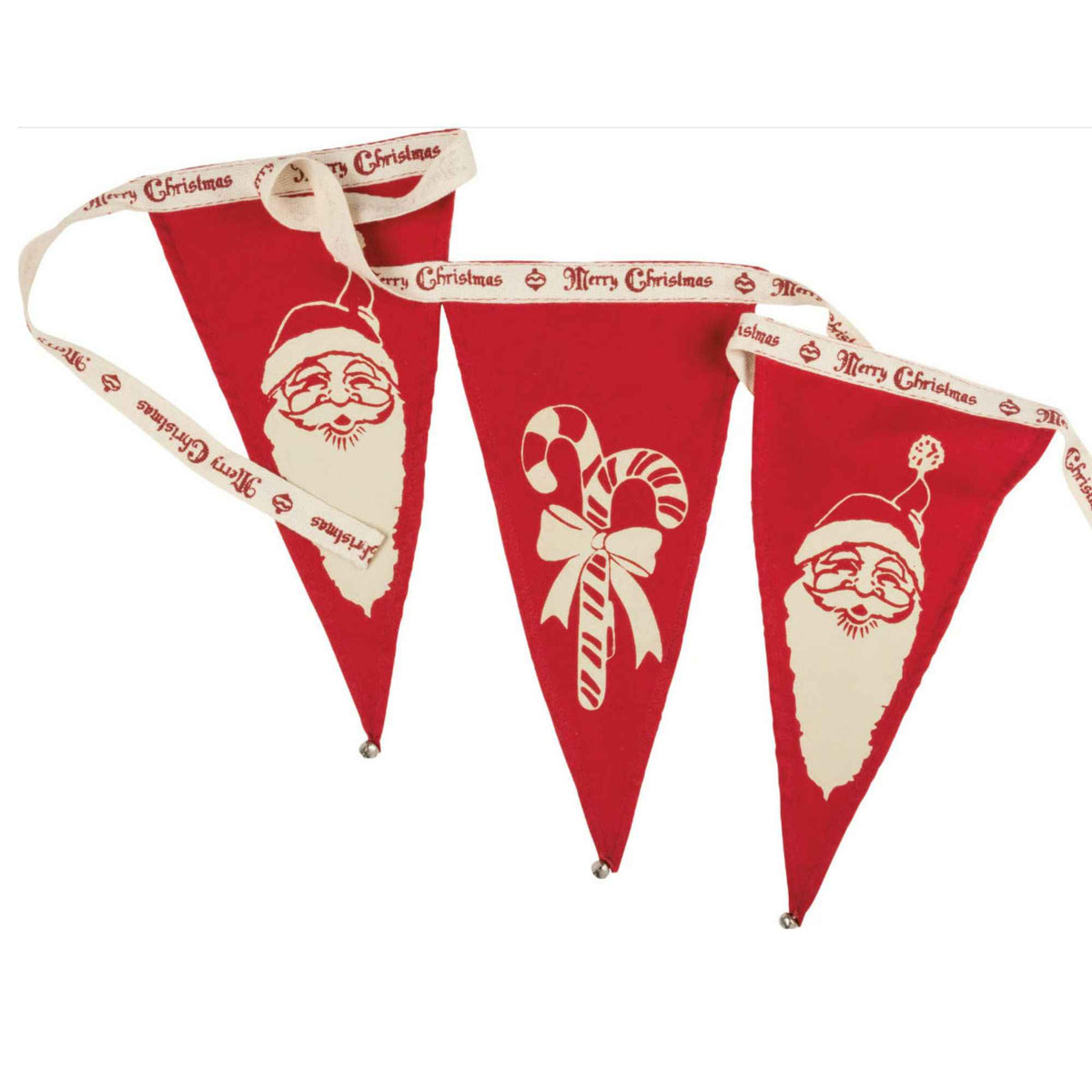 Primitives By Kathy Santa And Candy Canes With Bell Pennant Banner - - SBKGifts.com