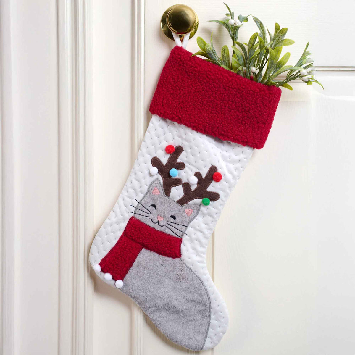Primitives By Kathy Antlered Cat Stocking - - SBKGifts.com