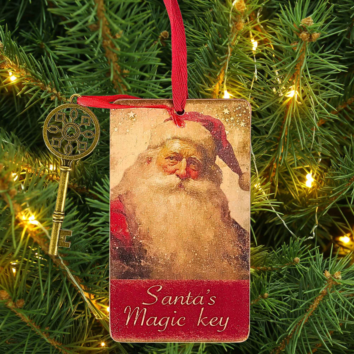 Primitives By Kathy Dear Santa Key Ornament - - SBKGifts.com