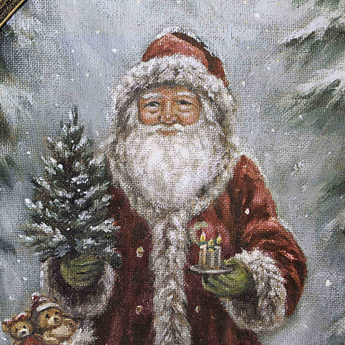 Primitives By Kathy Snowy Santa Framed Wall Art - - SBKGifts.com