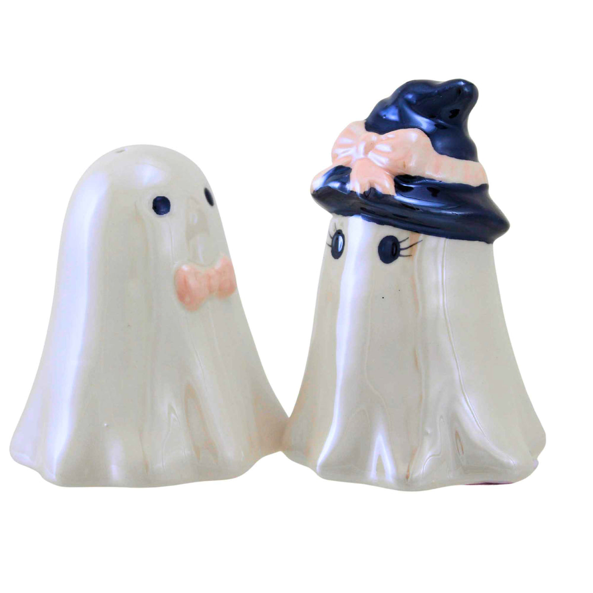 Transpac Pearlized Bow Tie Ghost Salt & Pepper Set - - SBKGifts.com