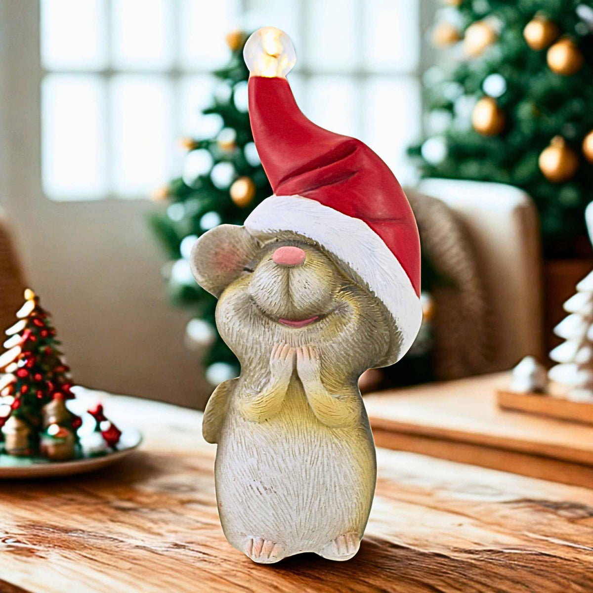 Transpac Led Mouse W/ Red Hat - - SBKGifts.com
