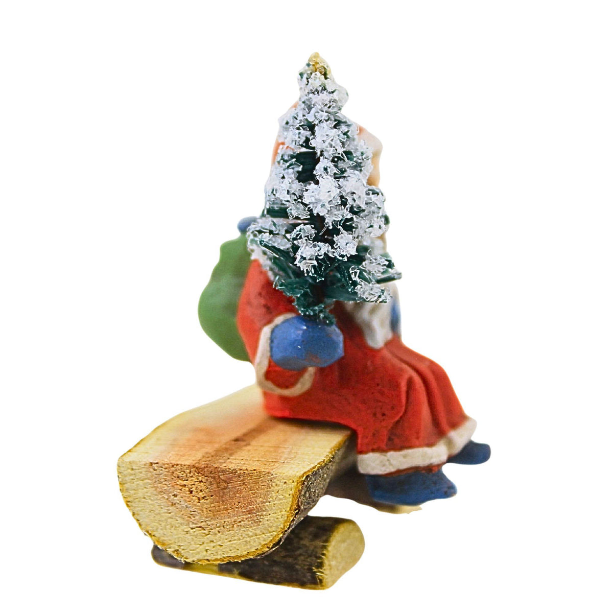 Marolin Miniature Santa Sitting On Wooden Bench - - SBKGifts.com