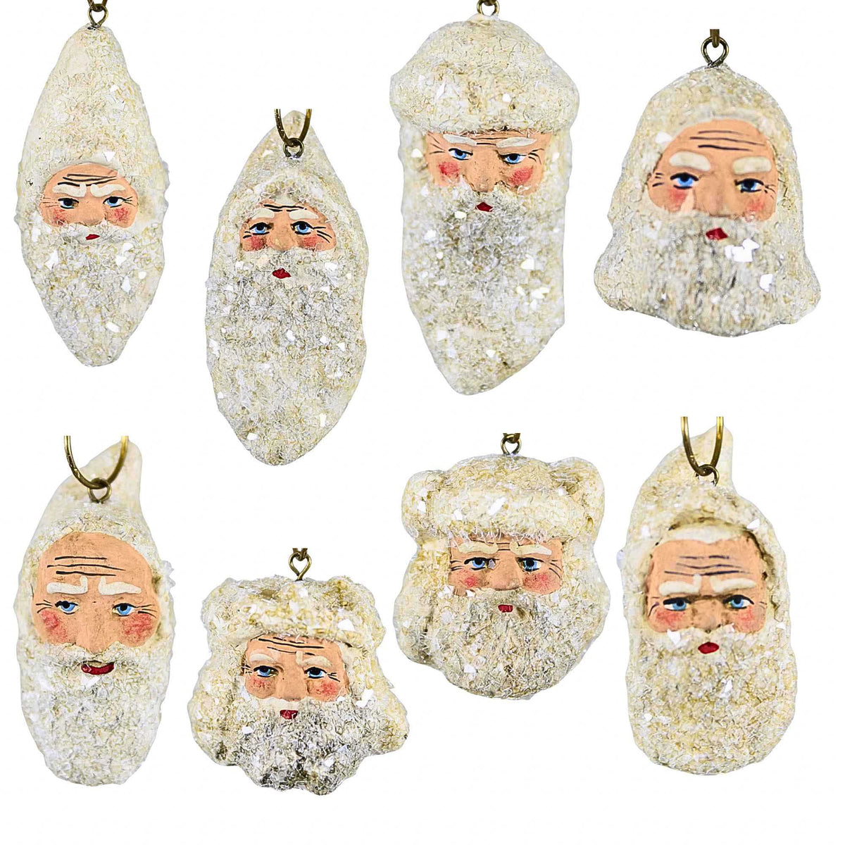 67804 White Christmas Santa Heads  8 Pc Set WMK11M