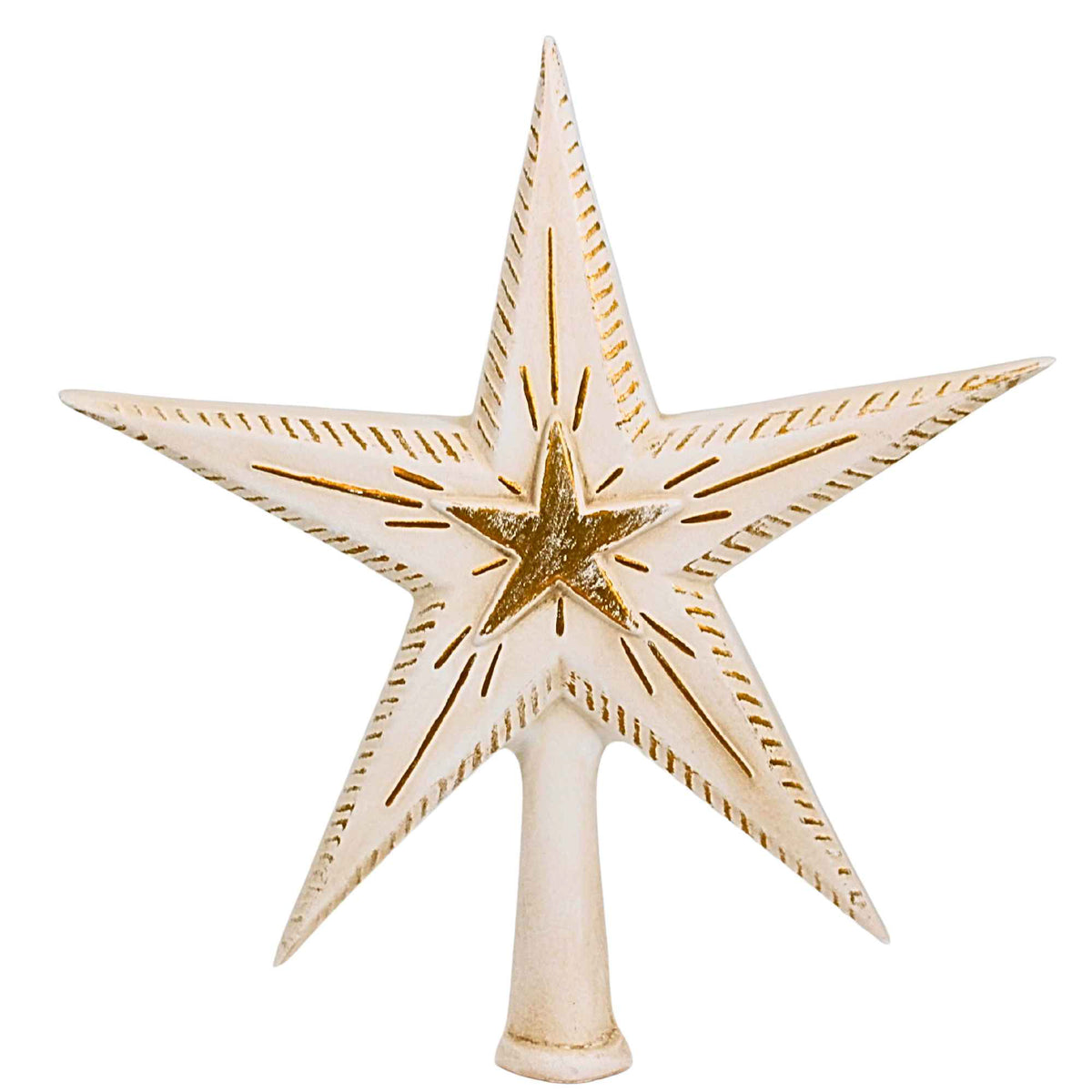 67805 Binary Star Antique White Tree Topper 200314
