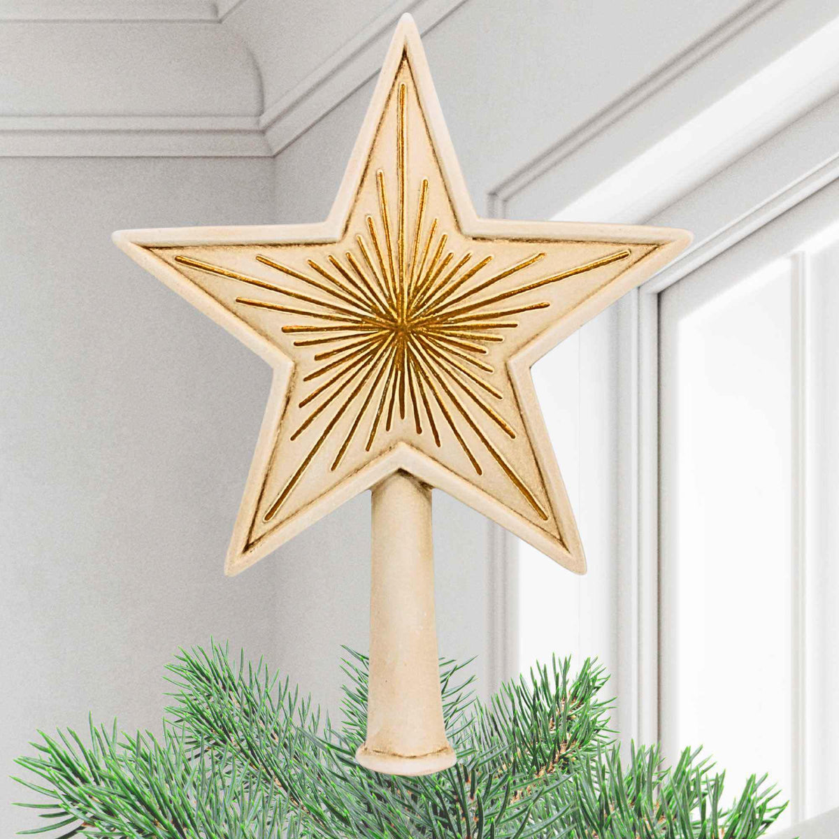 Marolin Big Star Antique White Tree Topper - - SBKGifts.com