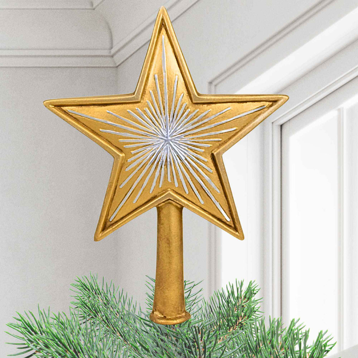 Marolin Big Star Gold Silver Tree Topper - - SBKGifts.com