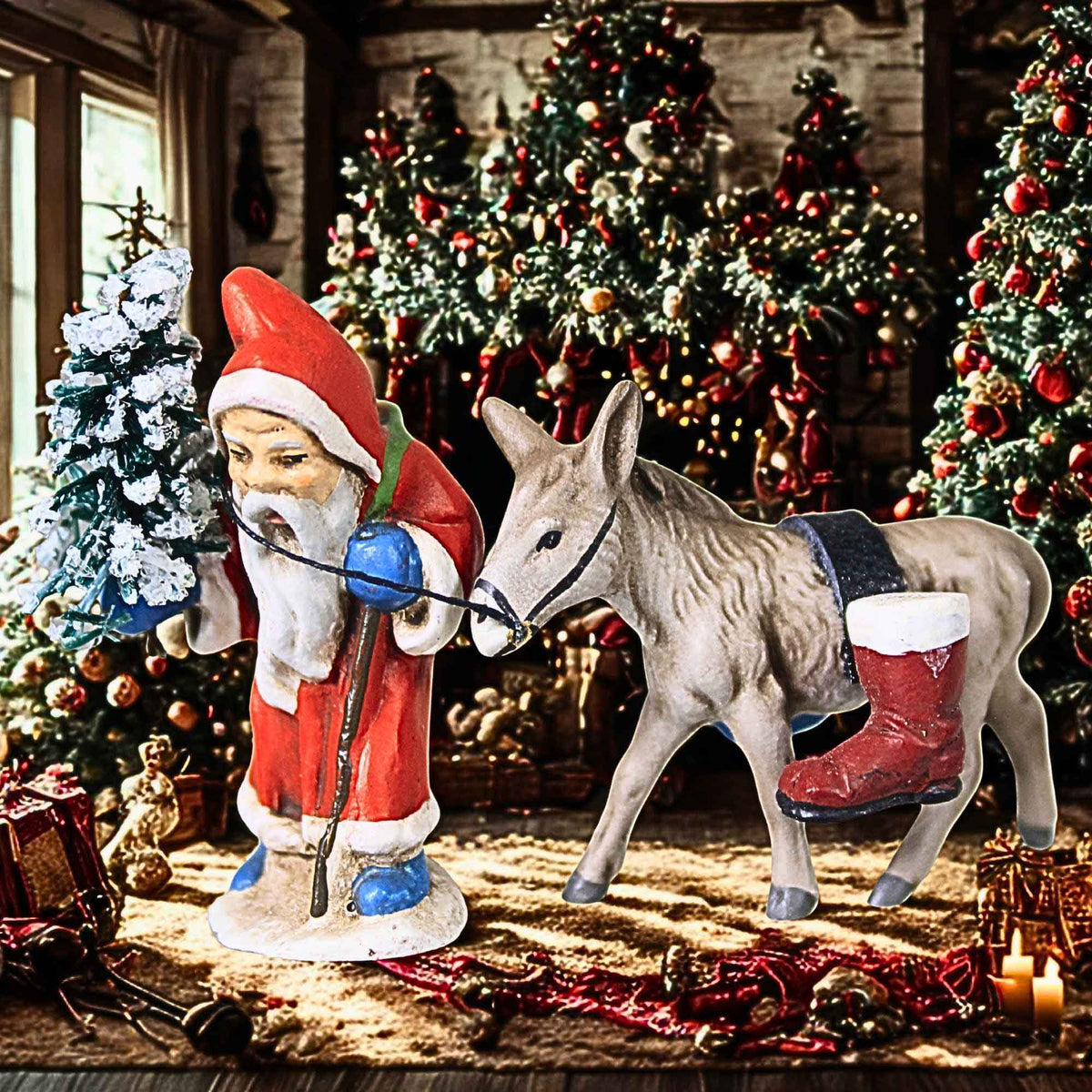 Marolin Miniature Santa With Donkey - - SBKGifts.com