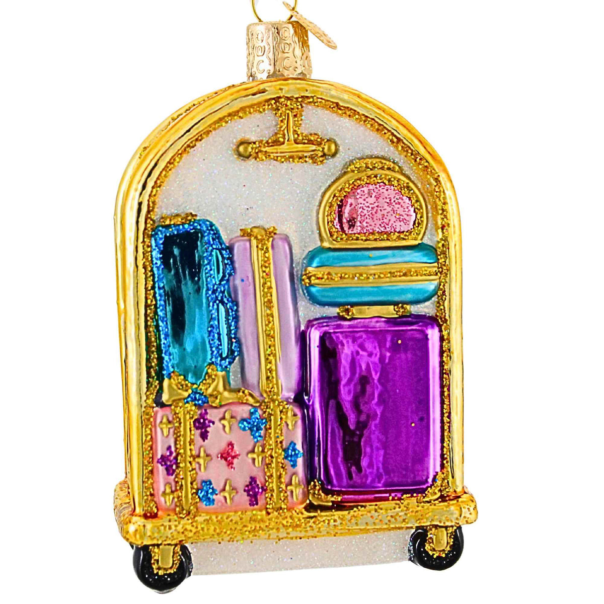Old World Christmas Hotel Luggage Cart Ornament - - SBKGifts.com