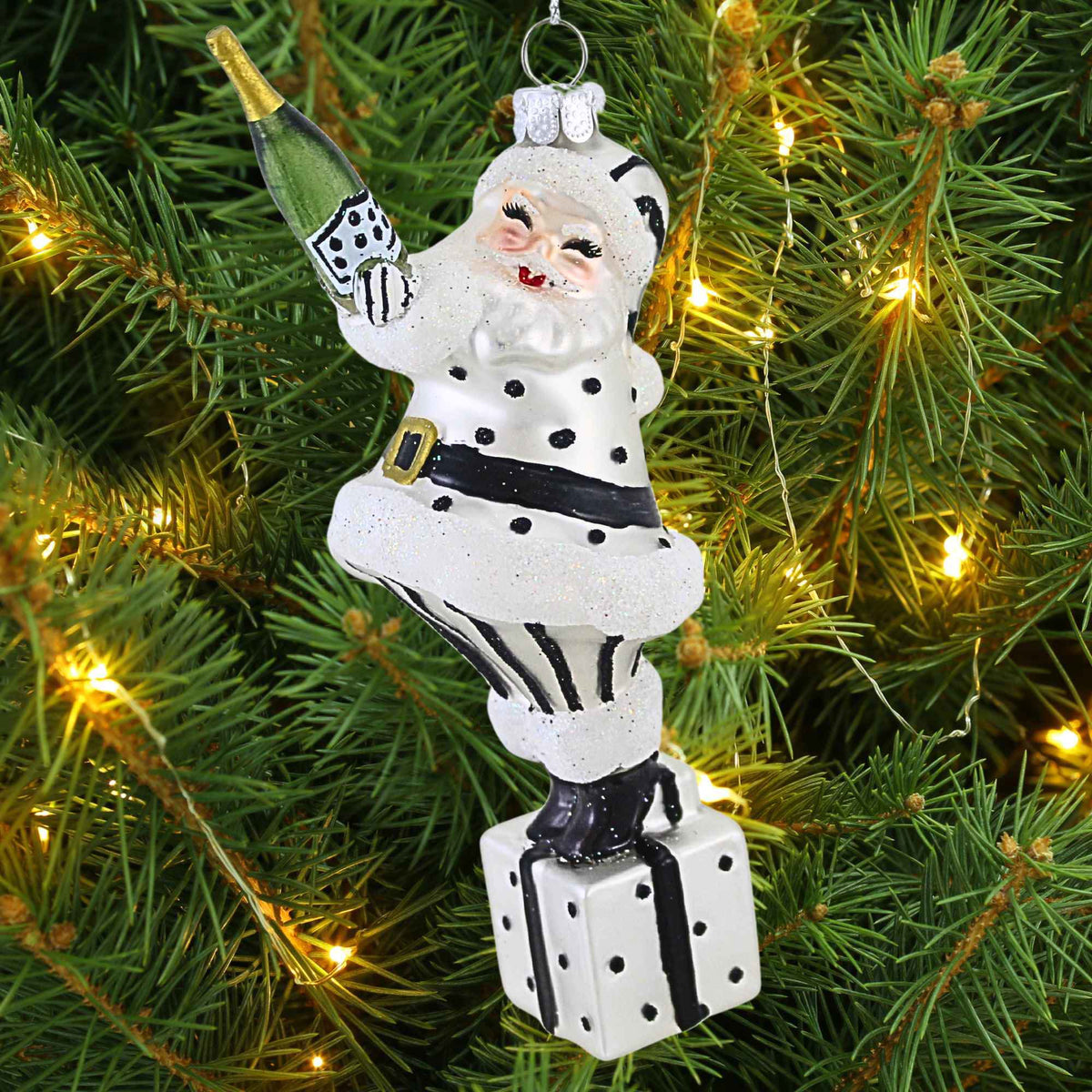 Raz Imports Champagne Popping Santa Ornament - - SBKGifts.com