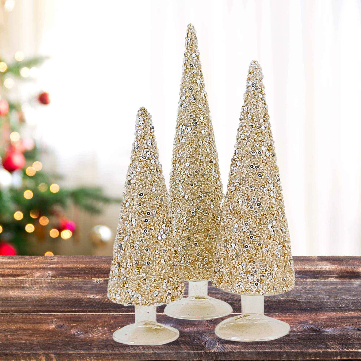 Raz Imports Gold Glitter Trees - - SBKGifts.com