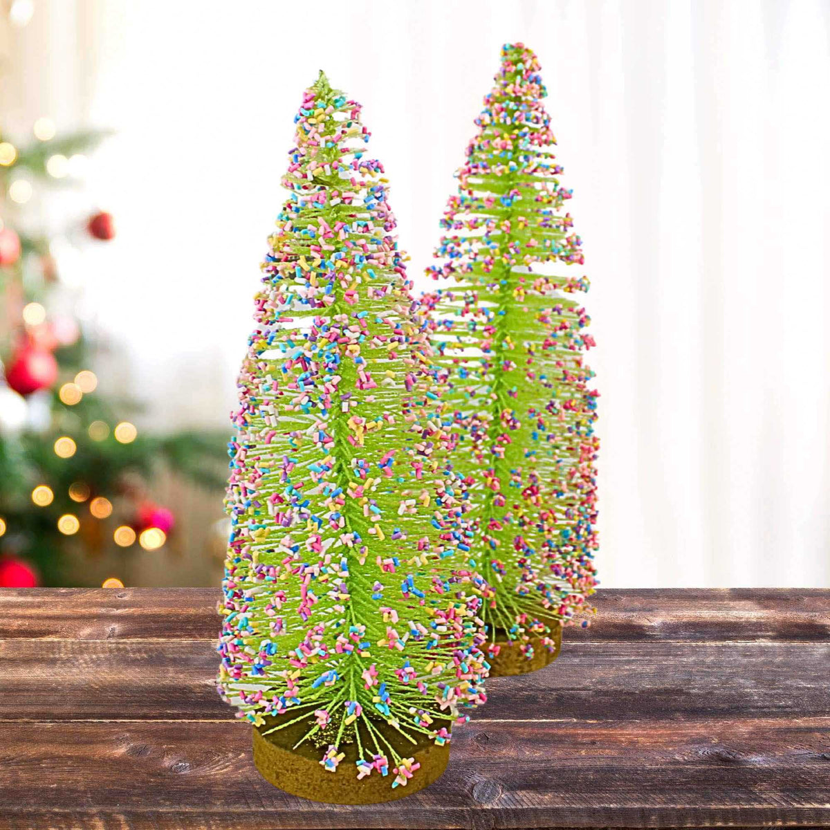 Raz Imports Green Sprinkle Bottle Brush Trees - - SBKGifts.com