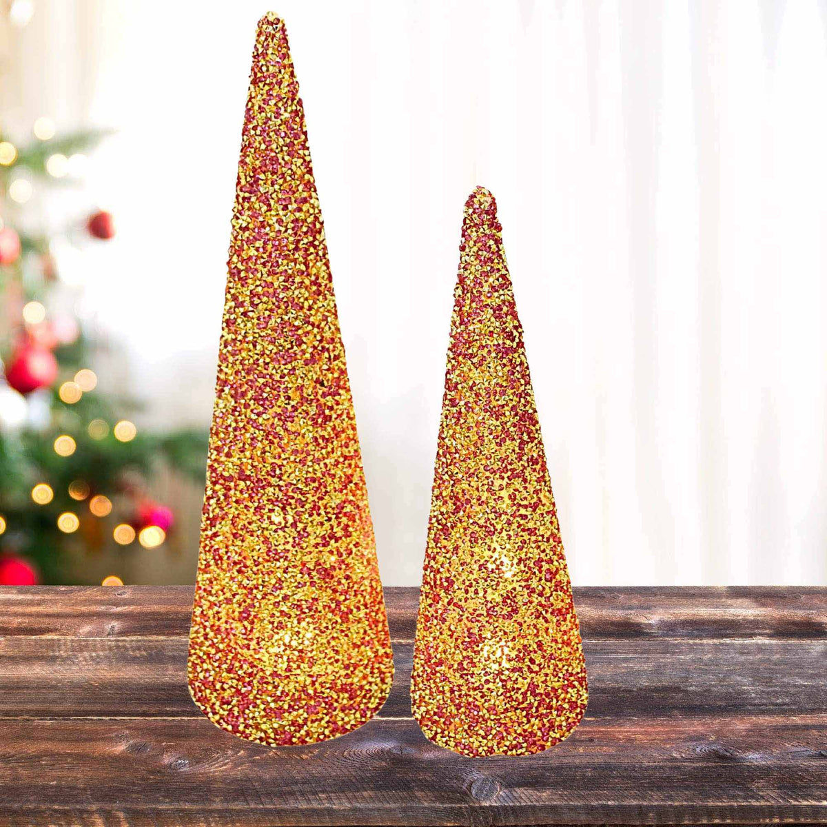 Raz Imports Lighted Beaded Cone Trees - - SBKGifts.com