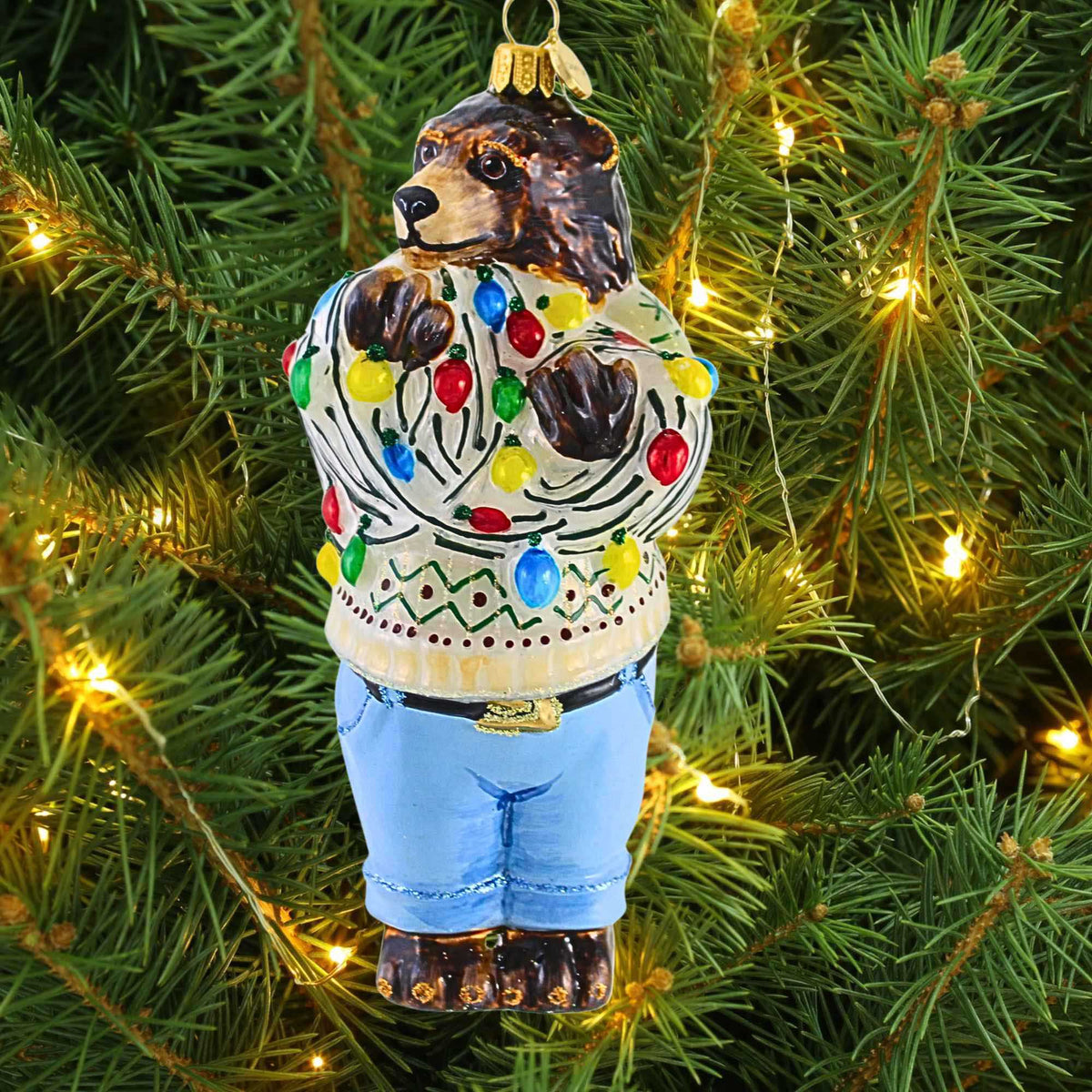 Glitter Lab Uncle Bear With Christmas Lights - - SBKGifts.com