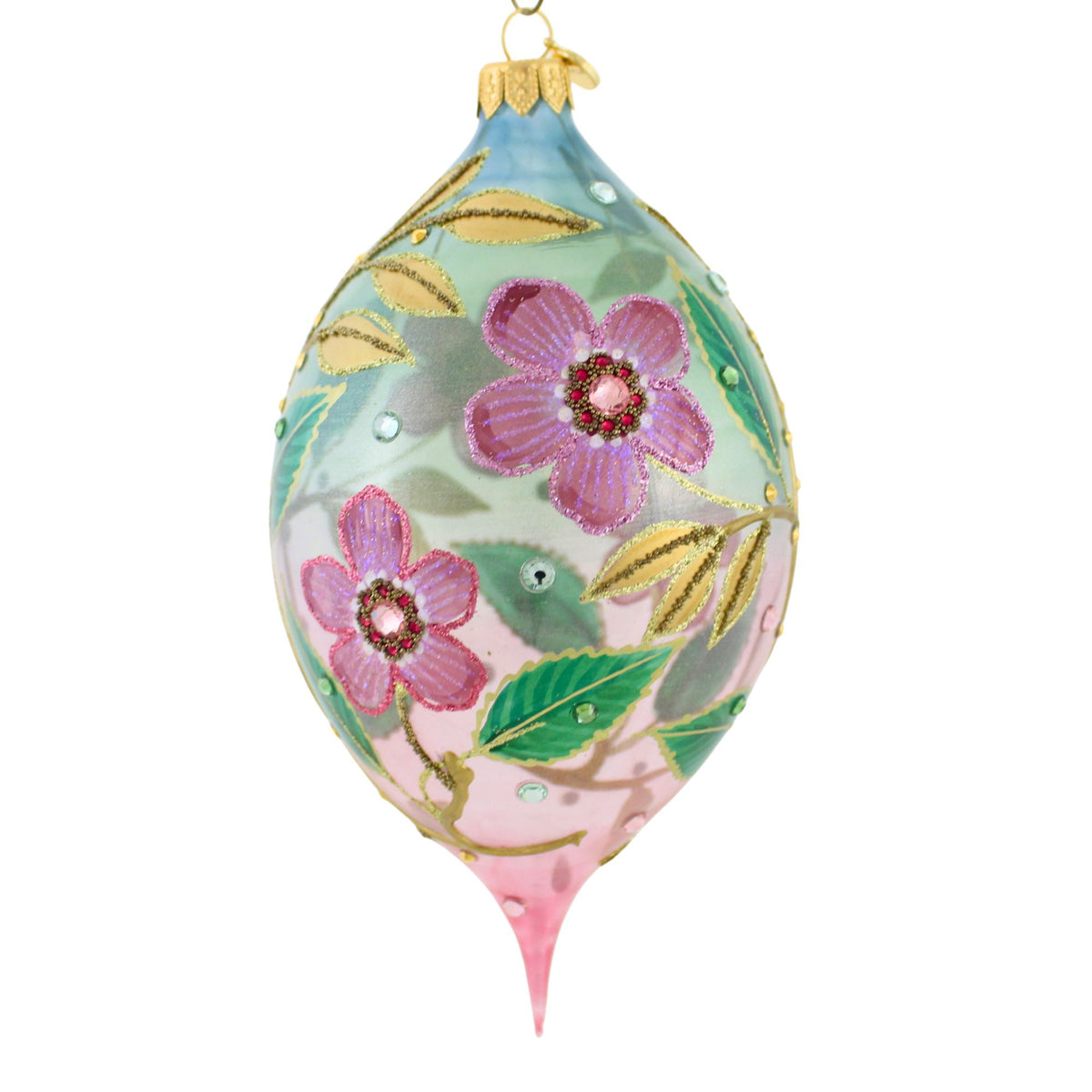 68050 Golden Leaves Translucent Drop Ornament 4337WG