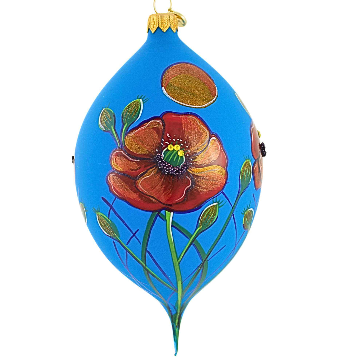 68051 Freeblown Drop With Poppies 4337MAK