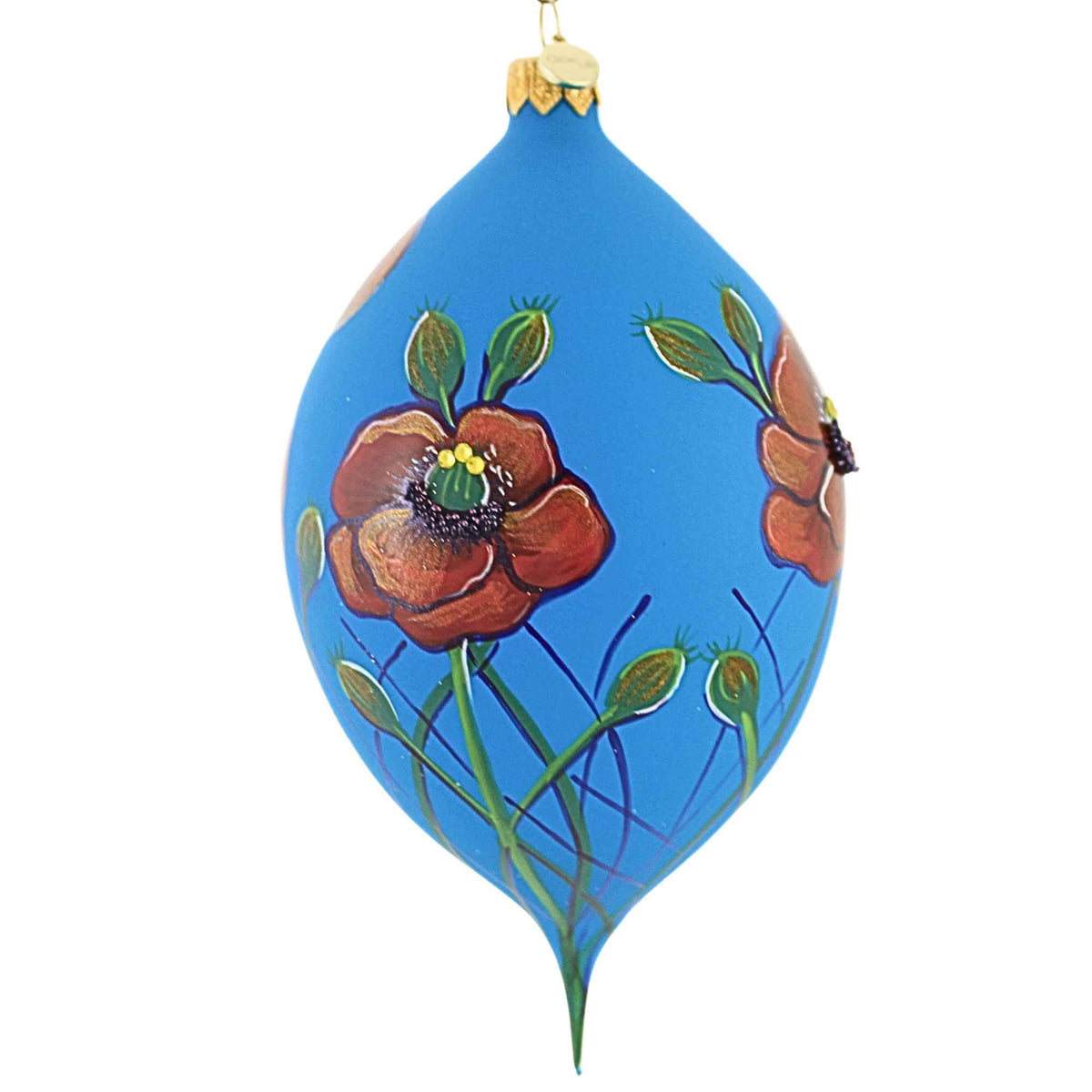 Glitter Lab Freeblown Drop With Poppies - - SBKGifts.com