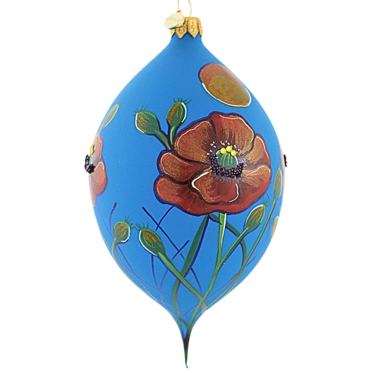 Glitter Lab Freeblown Drop With Poppies - - SBKGifts.com