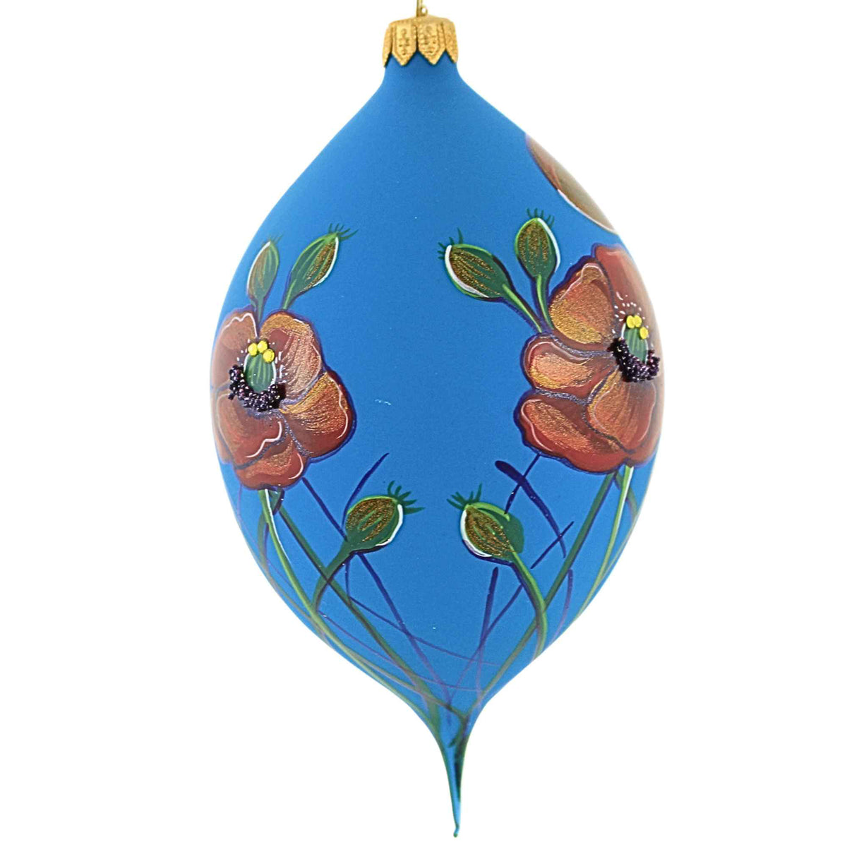 Glitter Lab Freeblown Drop With Poppies - - SBKGifts.com