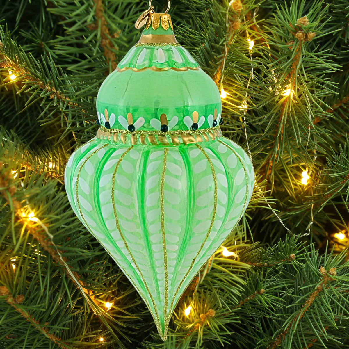 Glitter Lab Pastel Knitted Green Fluted Drop - - SBKGifts.com