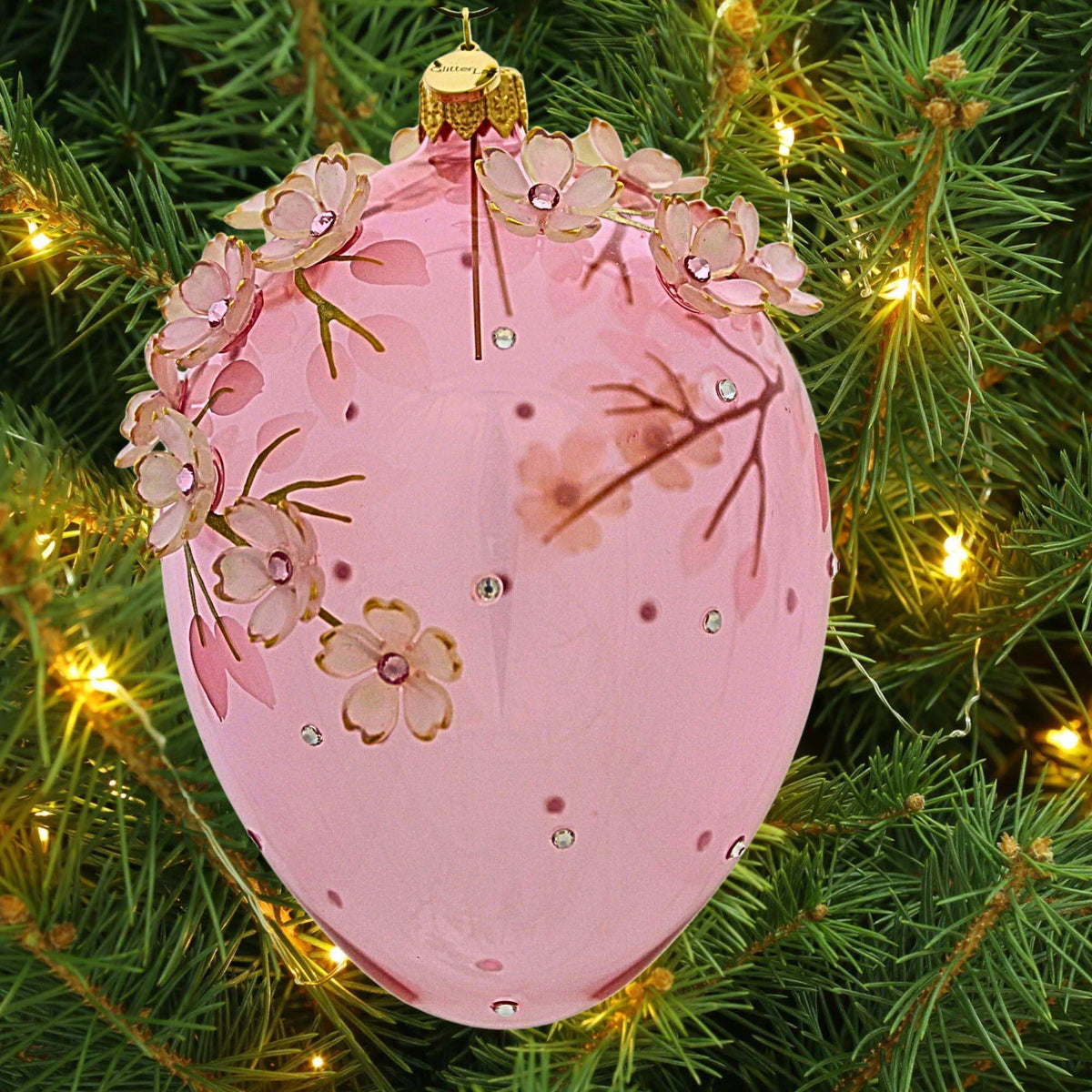 Glitter Lab Delicate Flowers On Translucent Egg - - SBKGifts.com