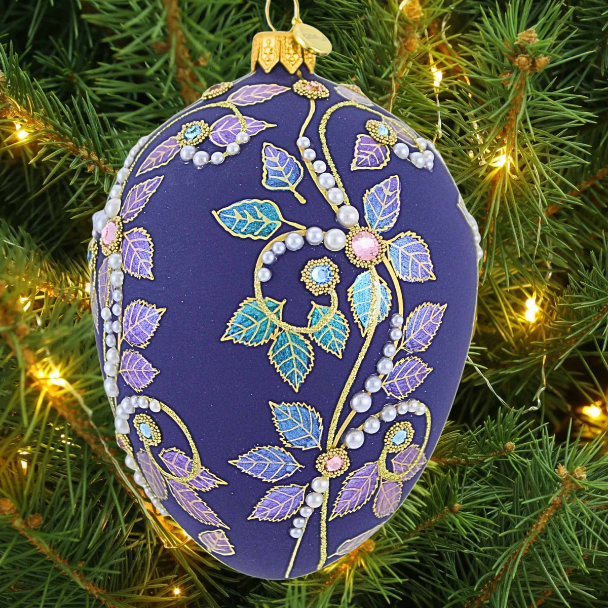 Glitter Lab Gold And Pearls Velvet Egg - - SBKGifts.com