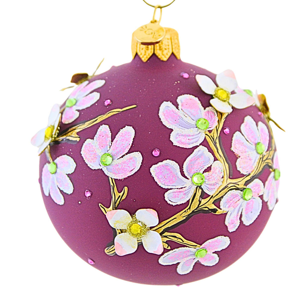Glitter Lab Burgundy Magnolia Ball 3.00 Inch - - SBKGifts.com