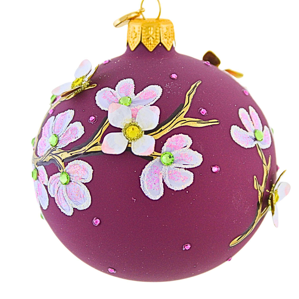 Glitter Lab Burgundy Magnolia Ball 3.00 Inch - - SBKGifts.com