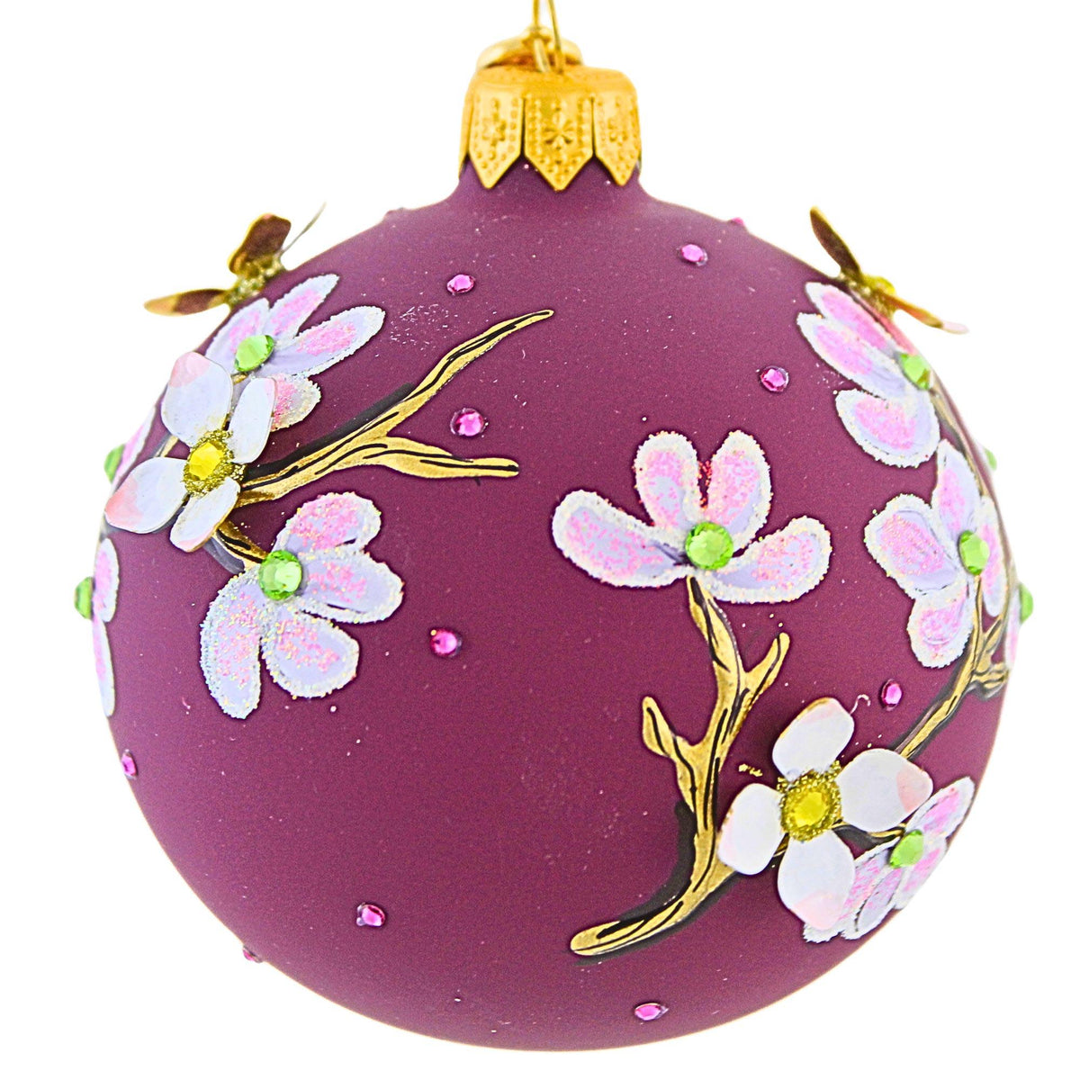 Glitter Lab Burgundy Magnolia Ball 3.00 Inch - - SBKGifts.com