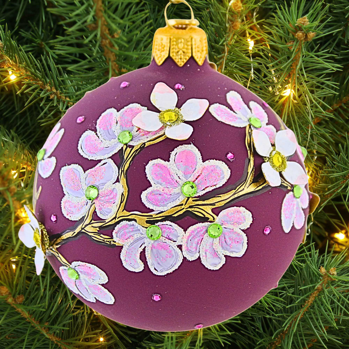 Glitter Lab Burgundy Magnolia Ball 3.00 Inch - - SBKGifts.com