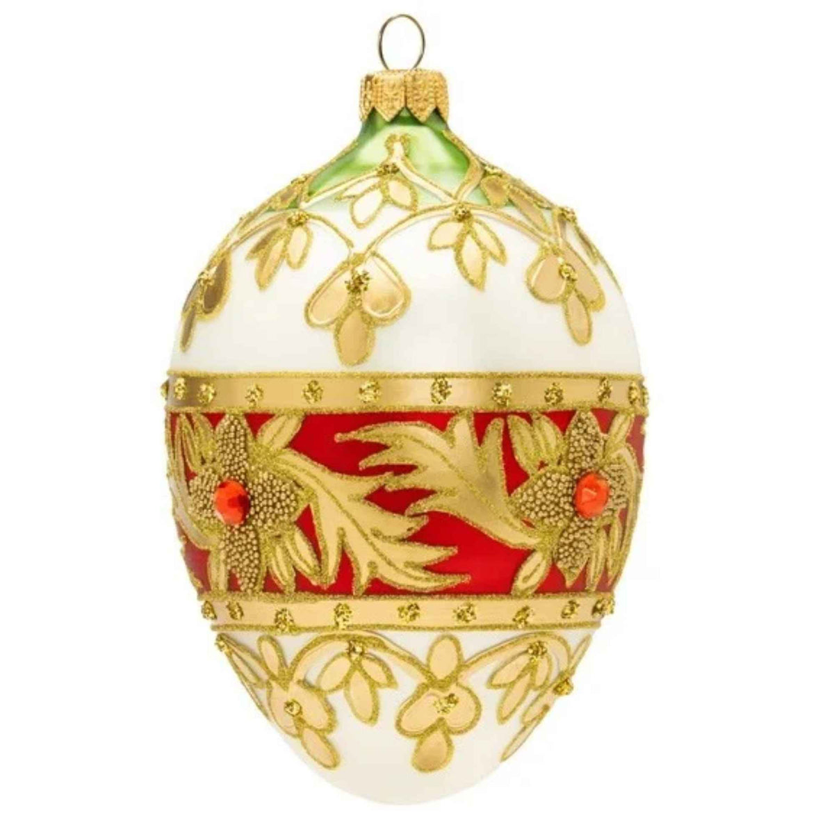 Miss Christmas Elegant Red, White & Gold Faberge - - SBKGifts.com