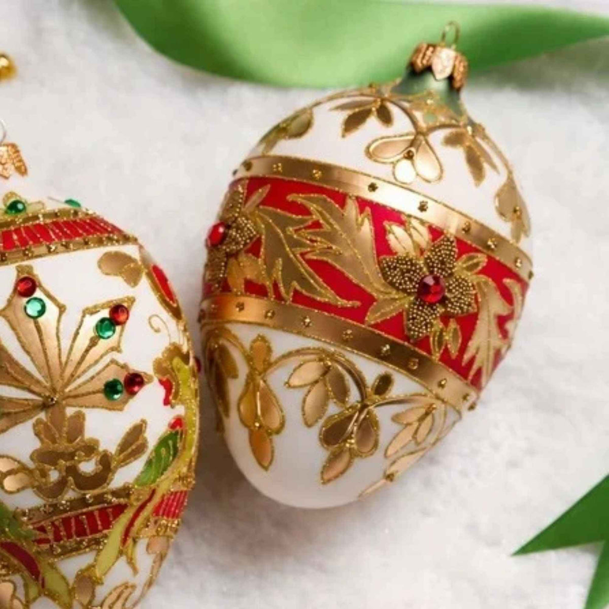 Miss Christmas Elegant Red, White & Gold Faberge - - SBKGifts.com
