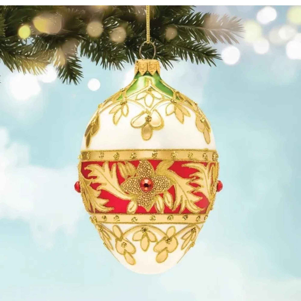Miss Christmas Elegant Red, White & Gold Faberge - - SBKGifts.com