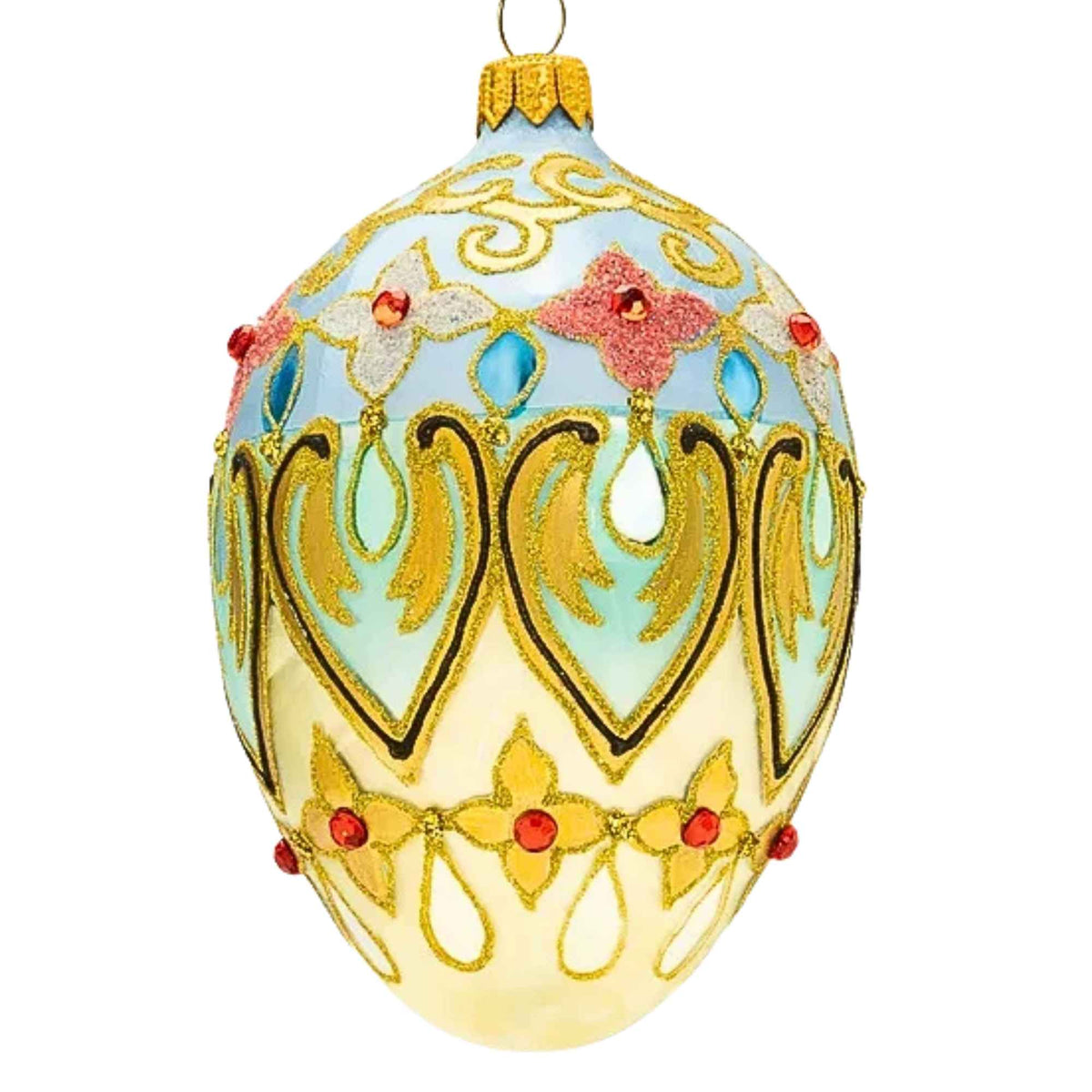 Miss Christmas Florentine Blue  & Gold Faberge - - SBKGifts.com