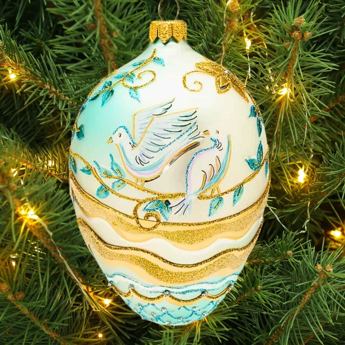 Miss Christmas Winter Doves Blue Faberge - - SBKGifts.com