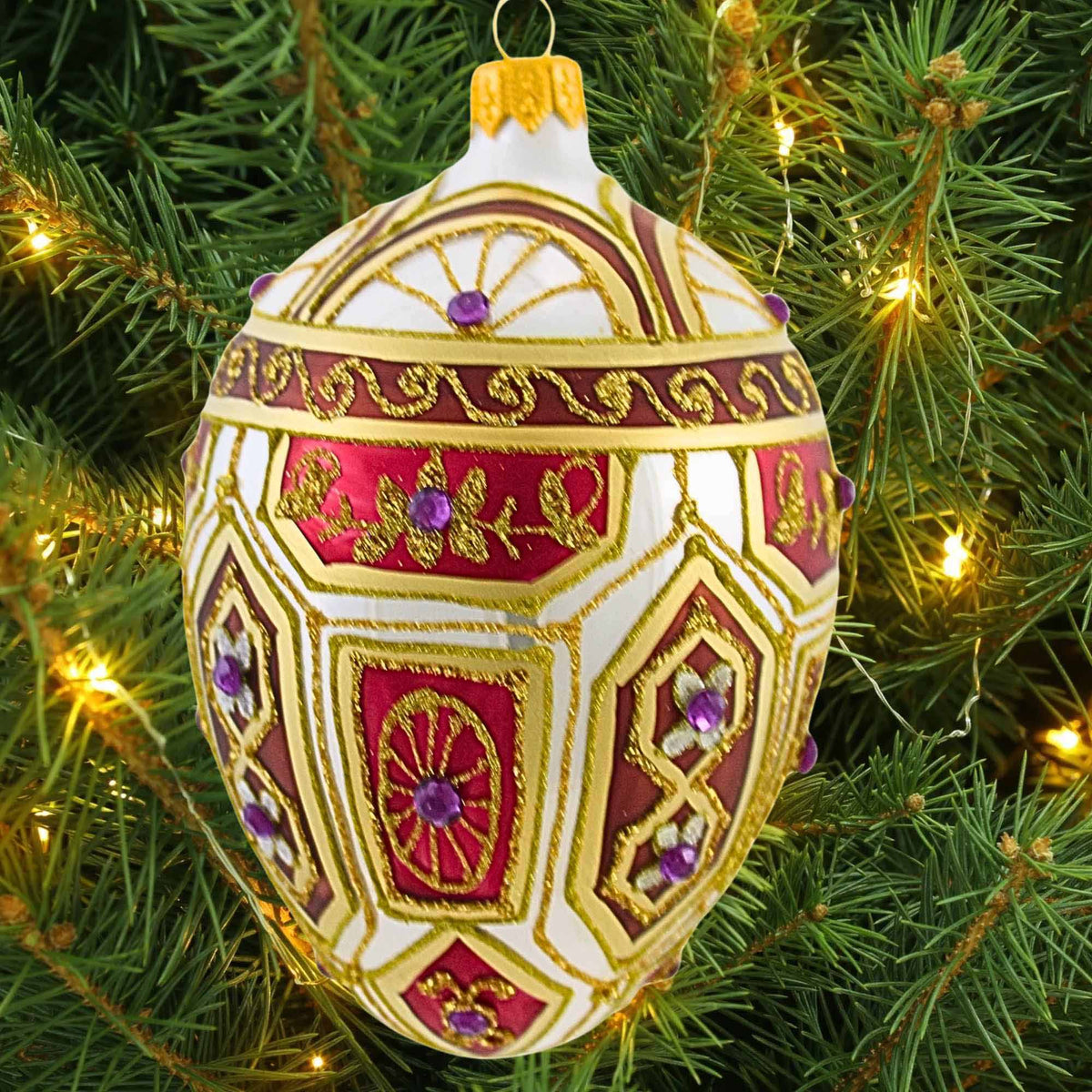 Miss Christmas Velvet Ruby & Gold Faberge - - SBKGifts.com