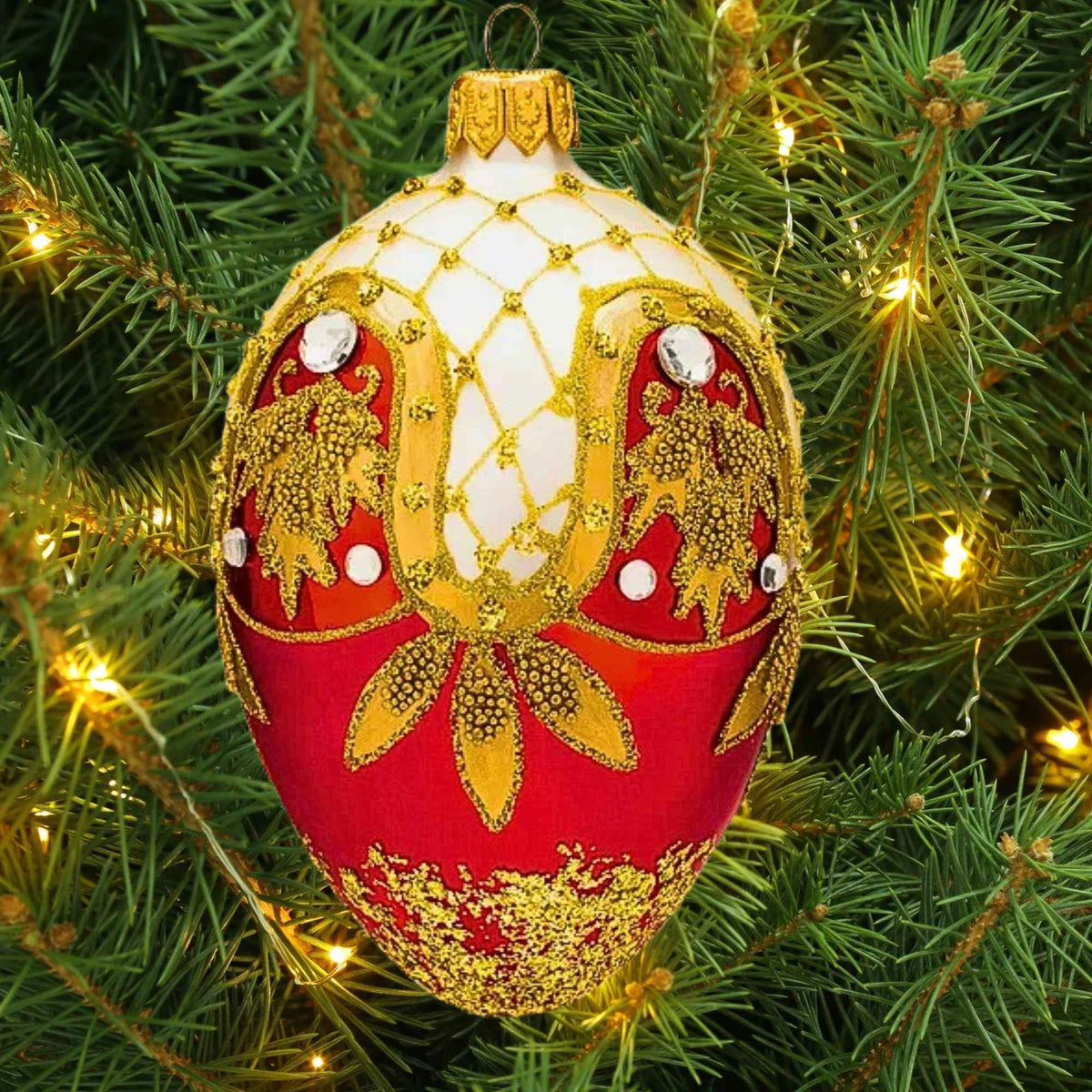 Miss Christmas Small Red & Gold Faberge - - SBKGifts.com